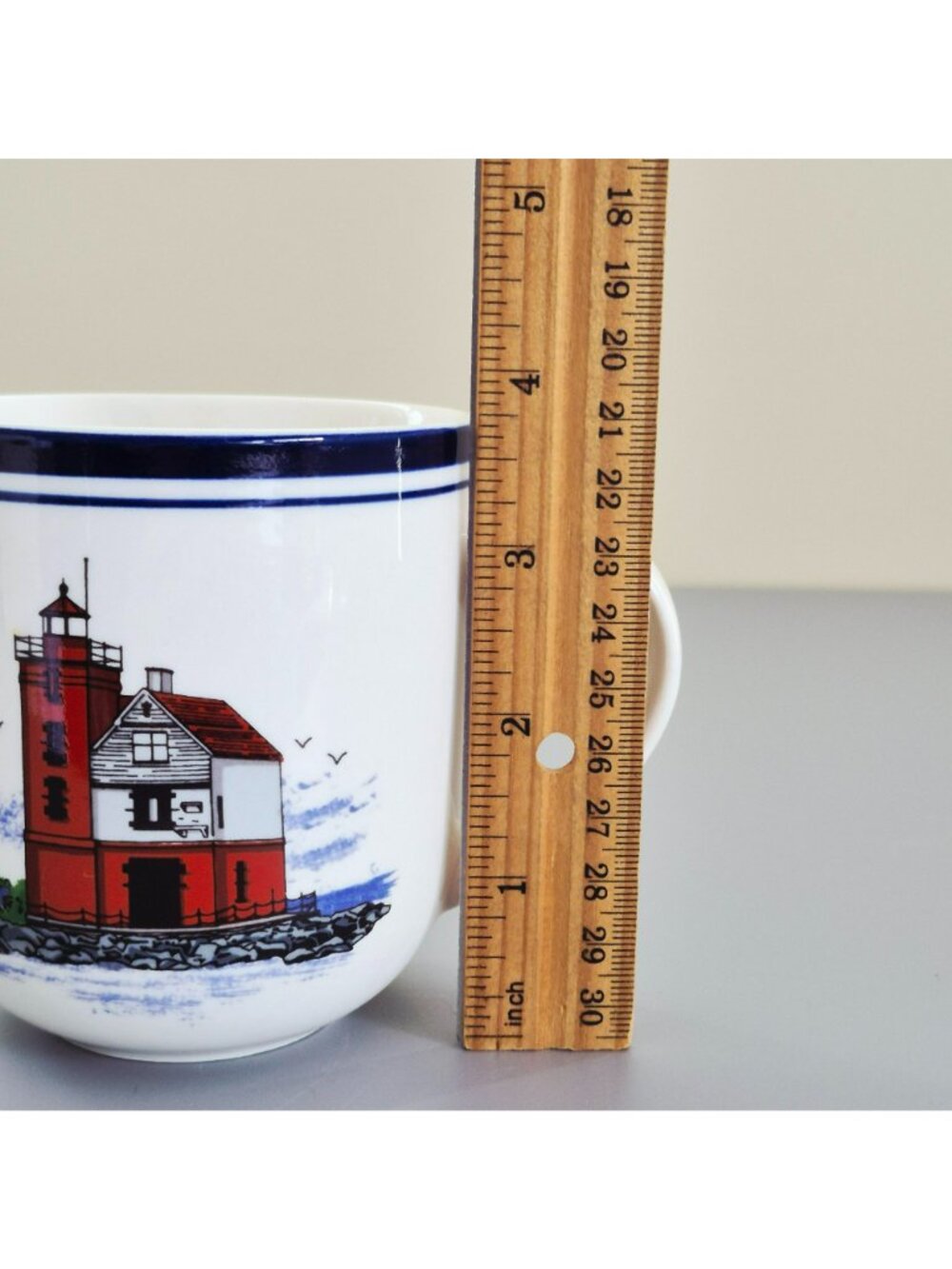 Libbey Lighthouse Coffee Mug Set of 2, Red, Blue & White Nautical Coffee Cups - Picture 9 of 10